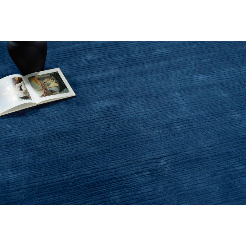 Cavallo Modern handloomed Nylon/Wool Silver Area Rug, Rectangle 12' x 15', Navy