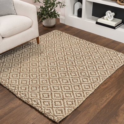 Mcgowan Hand Woven Diamond Chunky Jute Natural Rug