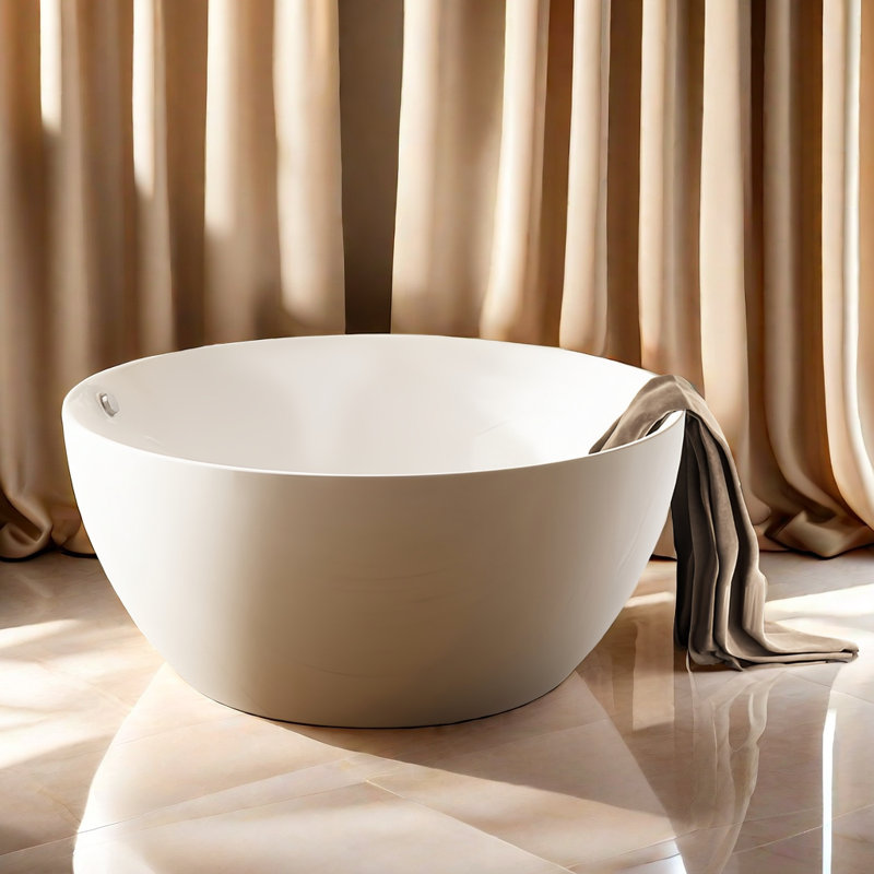 Baignoire ronde moderne simple en acrylique, Blanc