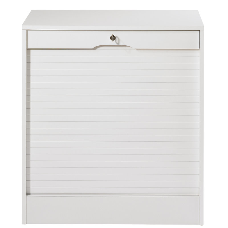 Cauley 1 -Door 8 -Shelf Tambour Unit, White
