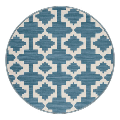 Machine Washable Trellis Blue Area Rug