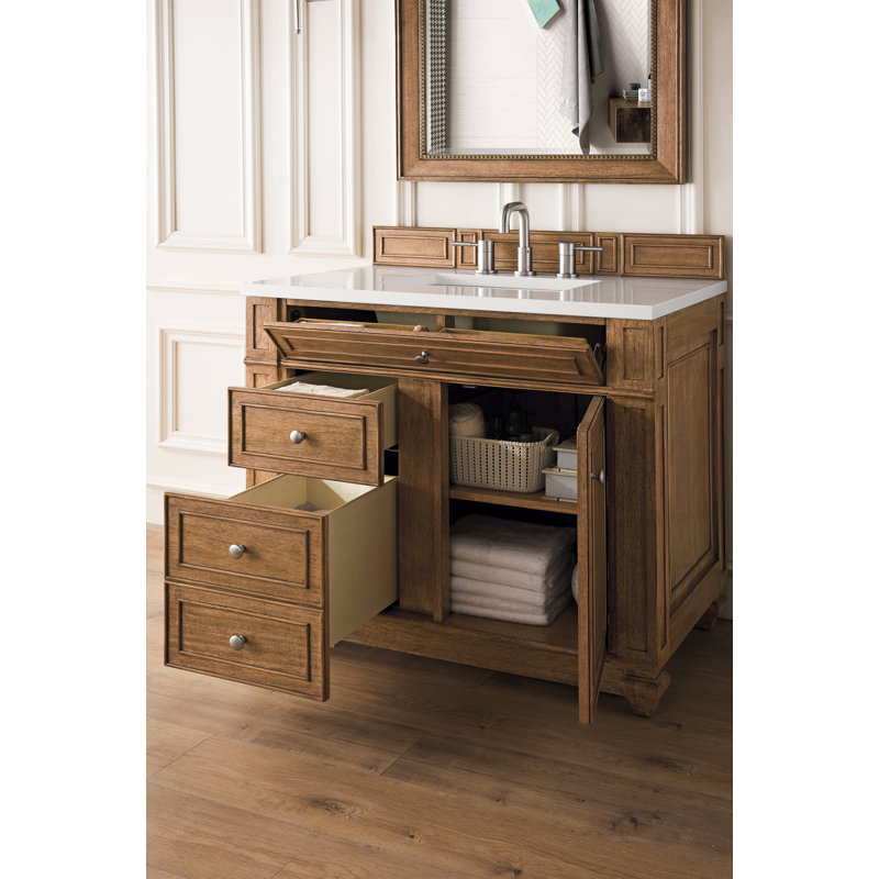Bristol 36'' W Single Vanity, Saddle Brown, White Zeus, 8" Widespread