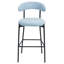 Tabouret de bar 26 po à hauteur de comptoir avec housse en tissu pour îlot de cuisine avec base thermolaquée noire et repose-pieds (Bleu)
