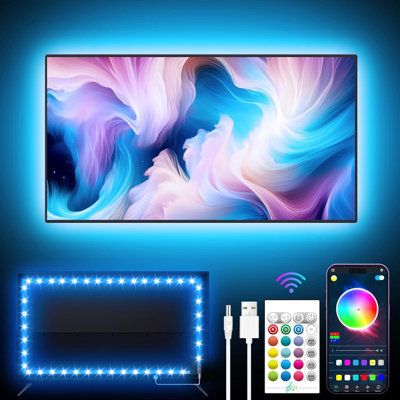  LED Lights for TV,TV LED Backlight, for 35-85 Inch TV, Music Sync TV LED Light with Bluetooth Function - RGB Color Changing Light Strip for Bedroom