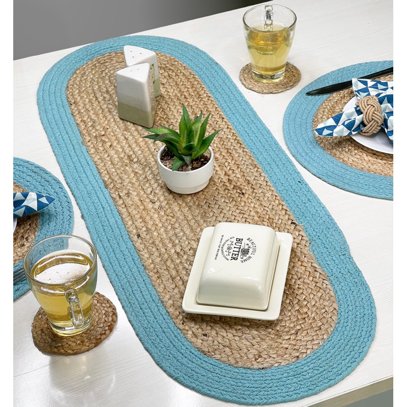TABLE RONDE VERona, Naturel / turquoise, 13 po x 36 po