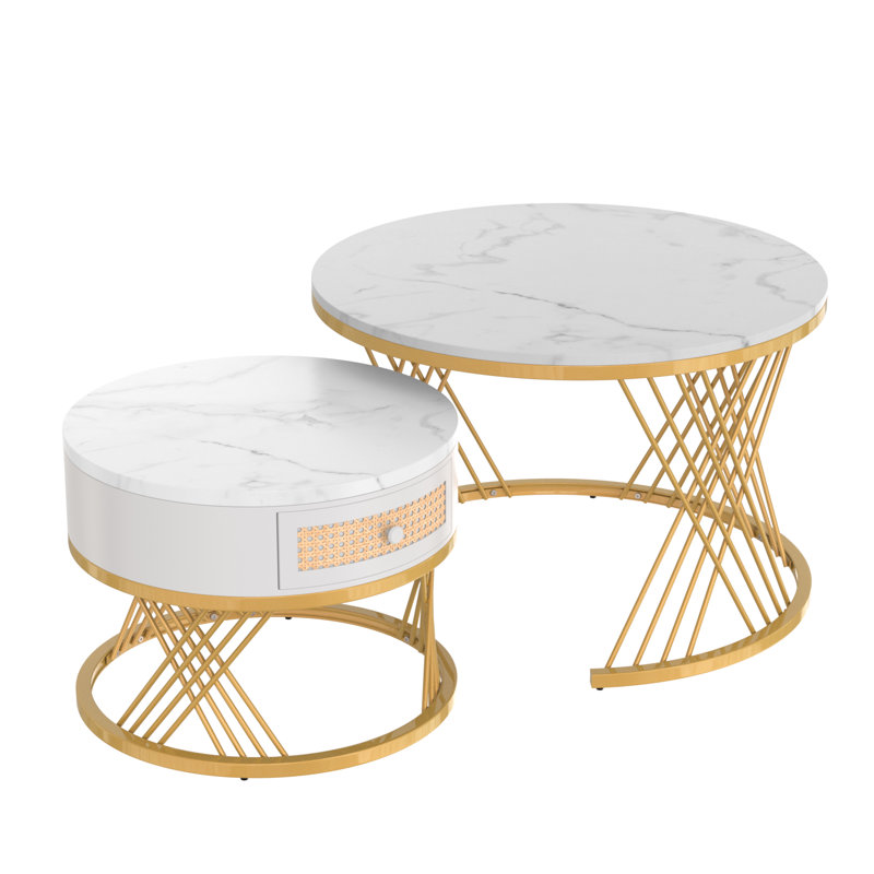 2 - Piece Living Room Table Set, White