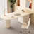 White Half-circle Sintered Stone+Manufactured Wood with 3 drawers desk-108643987