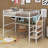 Full Size Metal Loft Bed With Desk And LED Light-1674471789