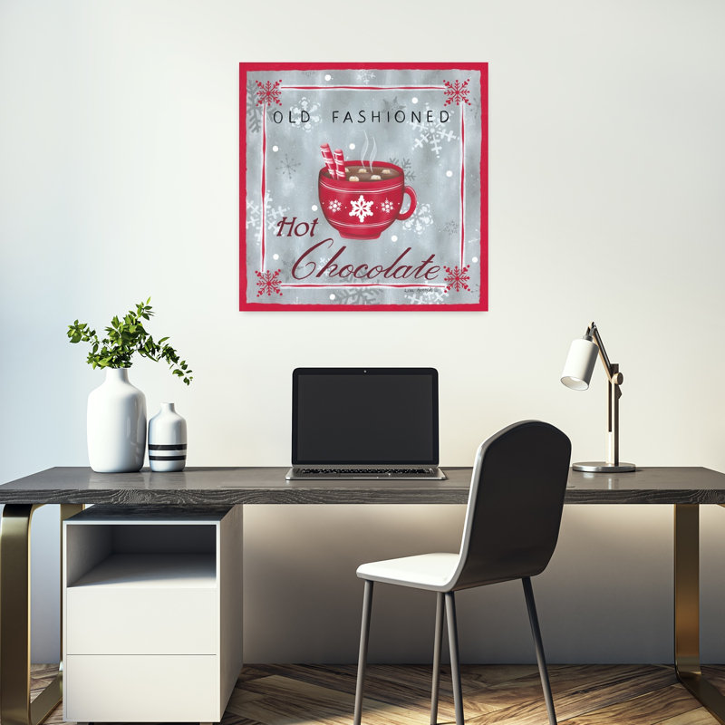 Chocolat chaud, art abstrait d'hiver contemporain, H 18 po x l 18 po