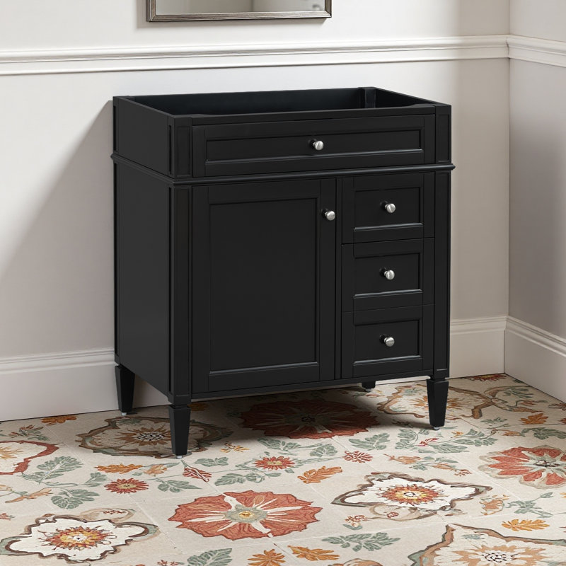 Meuble-lavabo de salle de bain de 30 po sans lavabo supérieur, armoire de rangement moderne avec 2 tiroirs et un tiroir rabattable (BASSIN INCLUS)