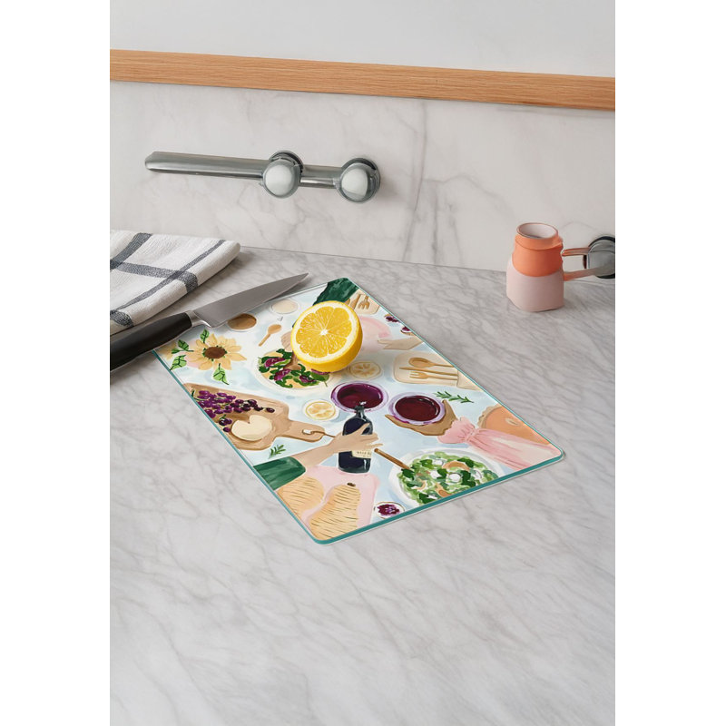 Durable Tempered Glass Cutting Board, 7.9 x 11.8 inches | 100% Antibacterial, Non-Slip Silicone Feet | Easy Clean Surface, Perfect for Food Prep & Kitchen Use, Not Dishwasher, Microwave, or Oven Safe