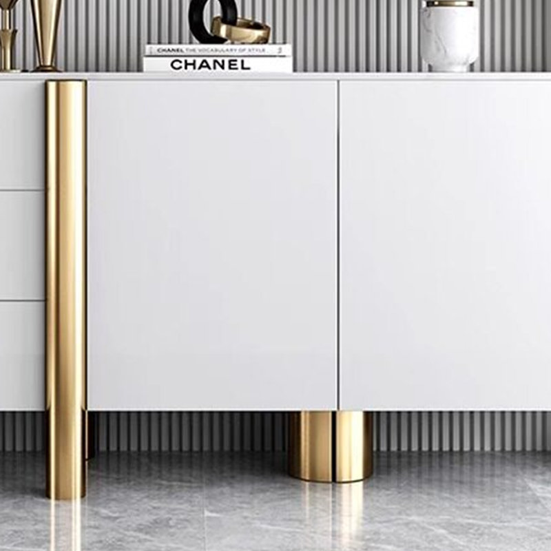 Armoire d'entrée de style italien de luxe, H 35,43 po x l 47,24 po x P 15,75 po, Or / blanc / blanc grisâtre