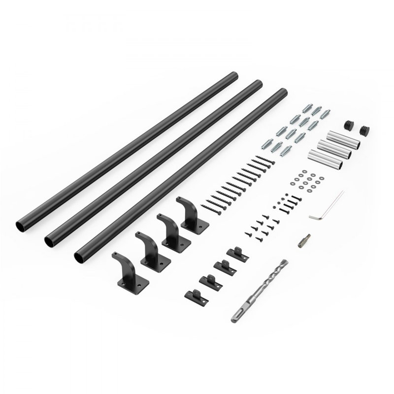Rampe d'extérieur murale en aluminium, H 5,04 po x l 120 po x P 3,31 po