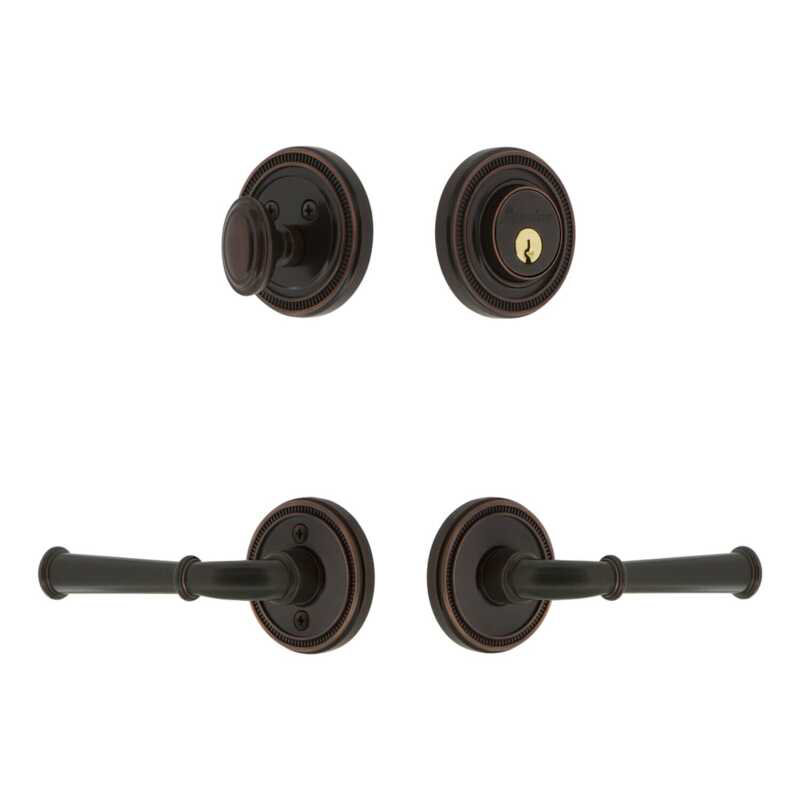 Ensemble de rosette Grandeur Soleil avec levier Georgetown en bronze intemporel, 2.375", Bronze éternel, Droitier
