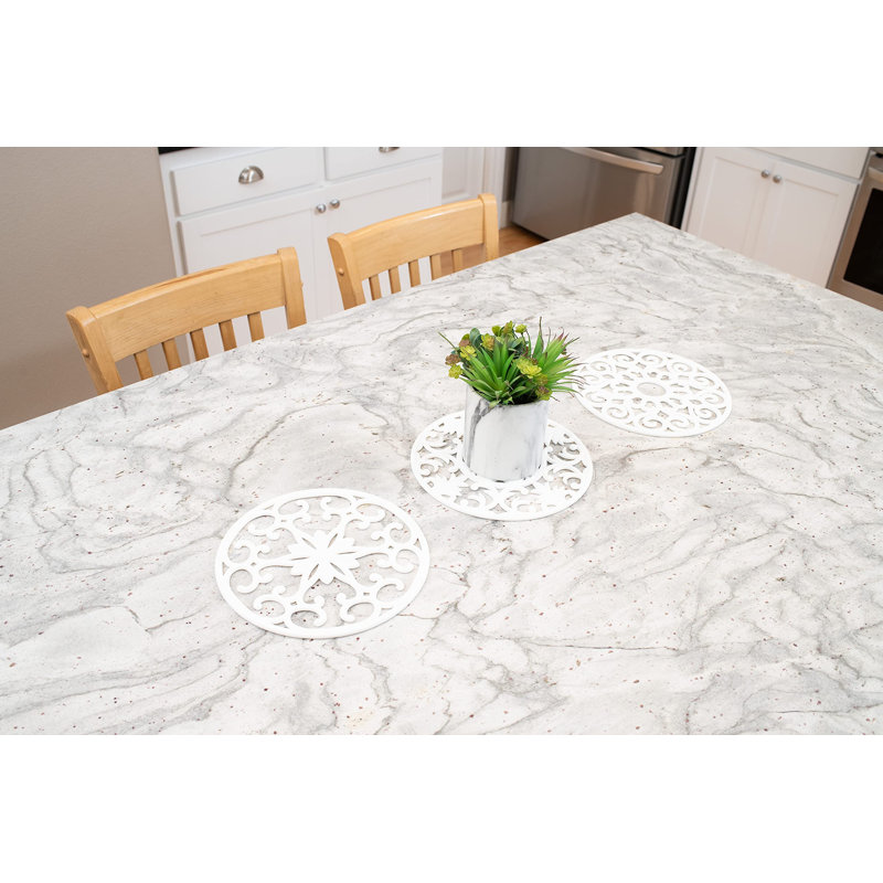Très grands sous-pieds en silicone épais de 10 po pour plats chauds, casseroles et poêles, coussins chauffants pour comptoirs, flexibles, lavables au lave-vaisselle, ensemble de 3, blanc
