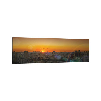 Sunset At City by Glauco Meneghelli - Panoramic Print on Canvas