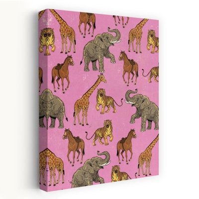 «Vintage Zoo Animals», rétro, rétro, éléphant, cheval, girafe, art mural