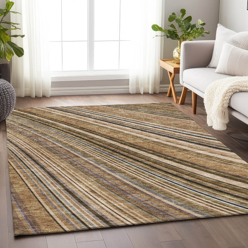Premium Machine Washable Prisco Taupe Rug, Rectangle 2'6" x 3'10"