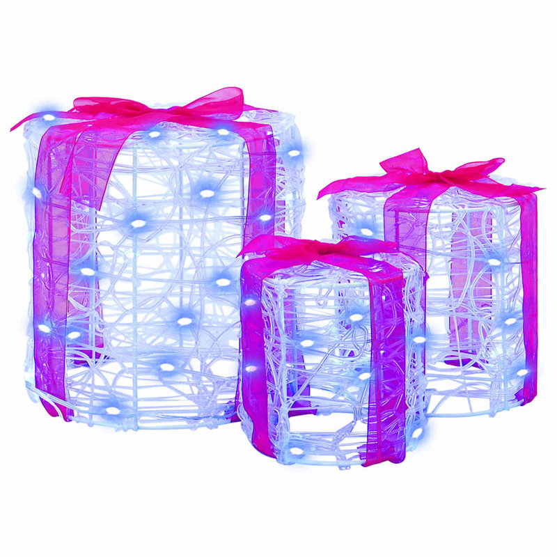 vidaXL Gift Box Decoration 3 pcs 20 x 20 x 21 cm Acrylic, Blue