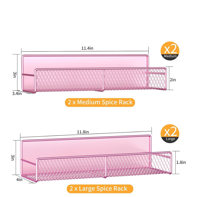 Étagère à épices magnétique avec aimants puissants, aucun perçage requis - paquet de 4 tablettes de rangement en acier pour réfrigérateur, cuisine, buanderie et surfaces métalliques
