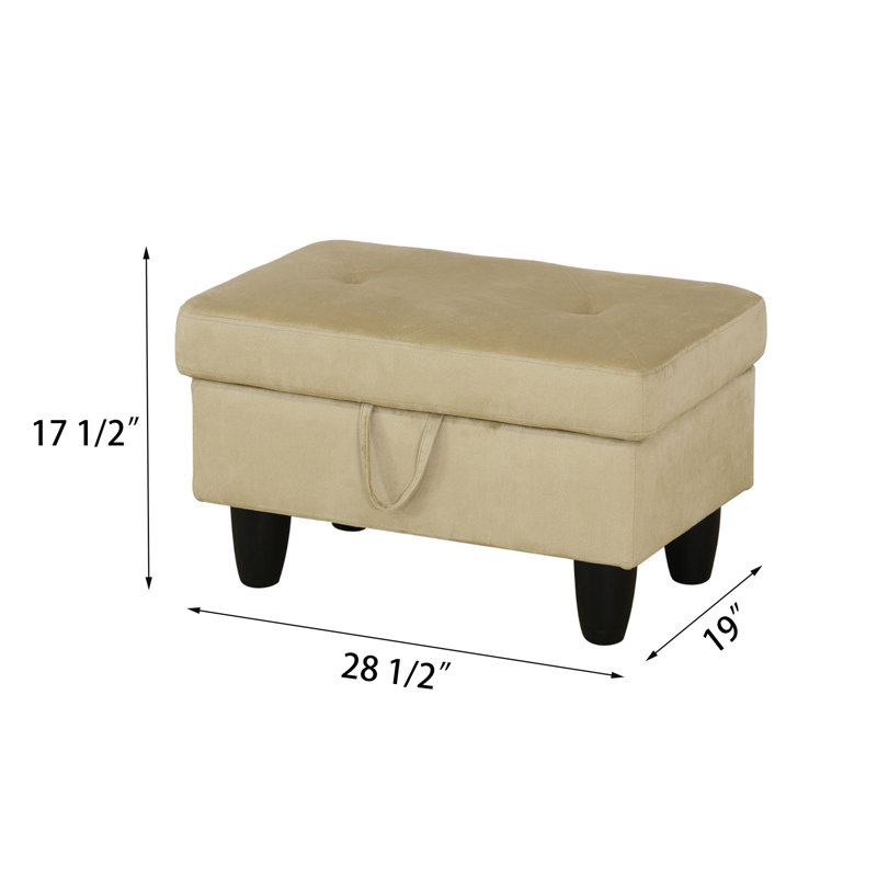 Repose-pieds de rangement rectangulaire 28,5 po Keevha, Microfibre/microsuède beige