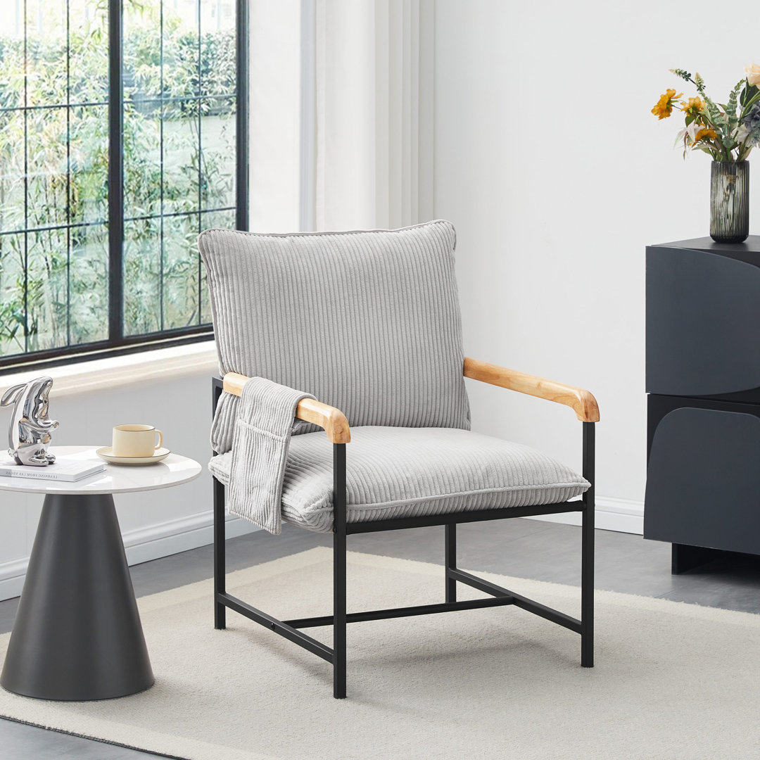 1Er Set Armchair, 59X65x89cm Fabric Cushions With Metal Frame,Chenille,Beige