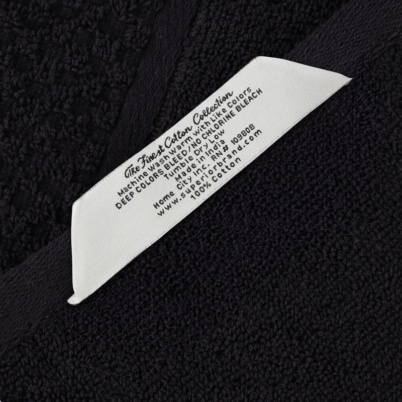 Essuie-mains en coton jacquard doux et absorbant Lodie, Noir / Ivoire