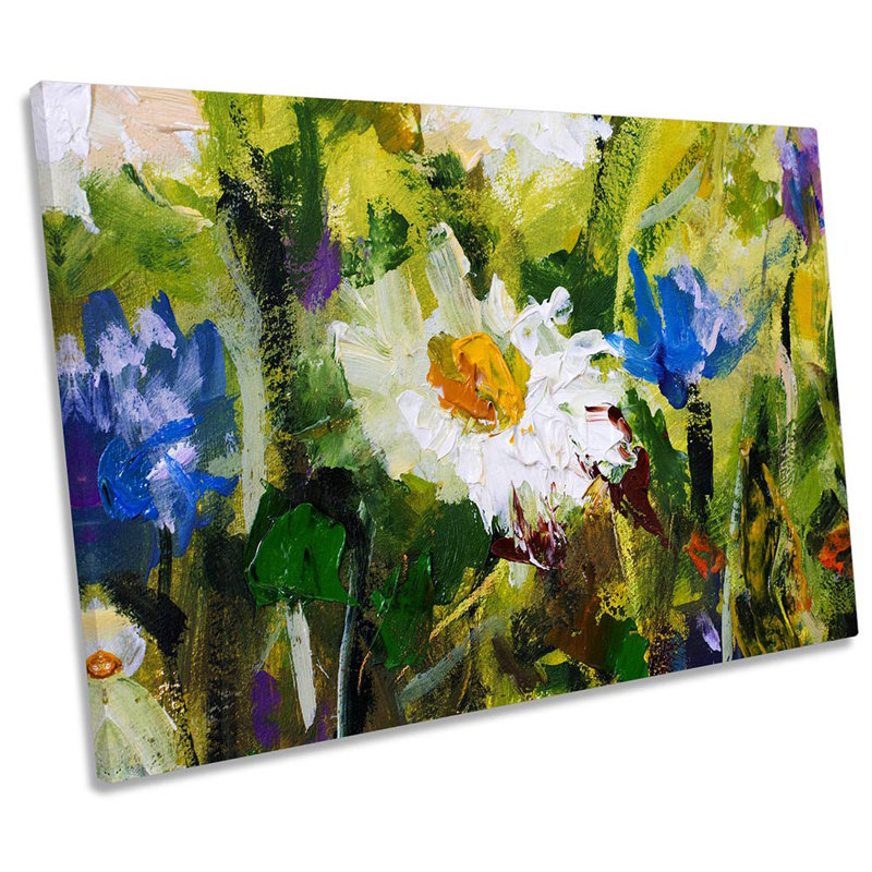 Daisy Flower Paint Repro - Wrapped Canvas Print, 81.3cm H x 121.9cm W x 4cm D
