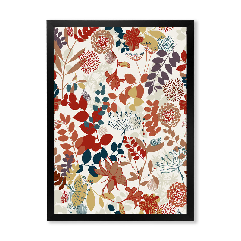 Jardin botanique rétro - impression sur toile, Toile avec cadre noir, H 32 po x l 24 po x 1,5 po