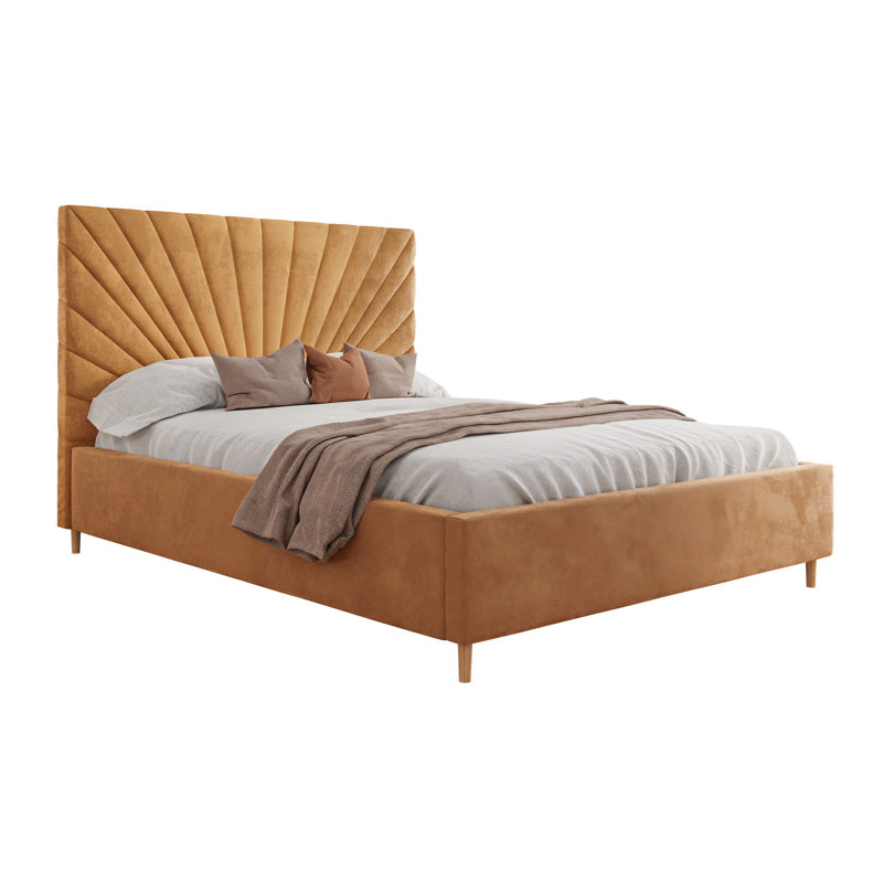 Ahu Upholstered Storage Bed, 140 x 200cm, Yellow
