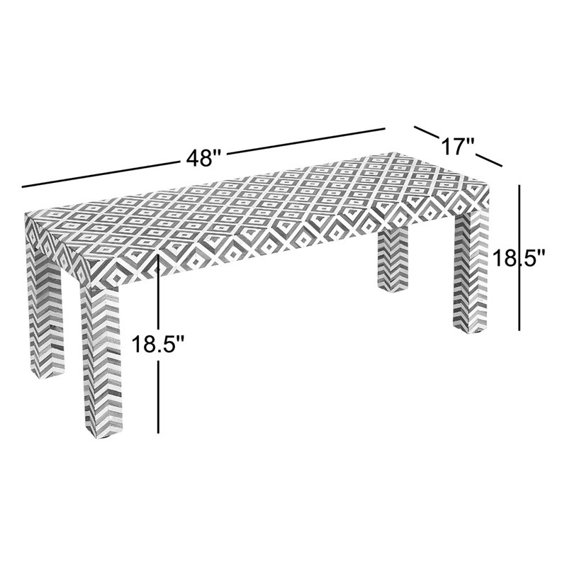 Crispin Wood & Bone Inlay 48"W Bench