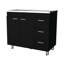 Armoire de cuisine noire avec 3 compartiments de tiroir et 2 portes - Tiroirs maximisant l'espace pour un rangement pratique