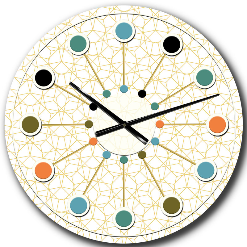 Horloge murale abstraite géométrique Mid-Century, Grand