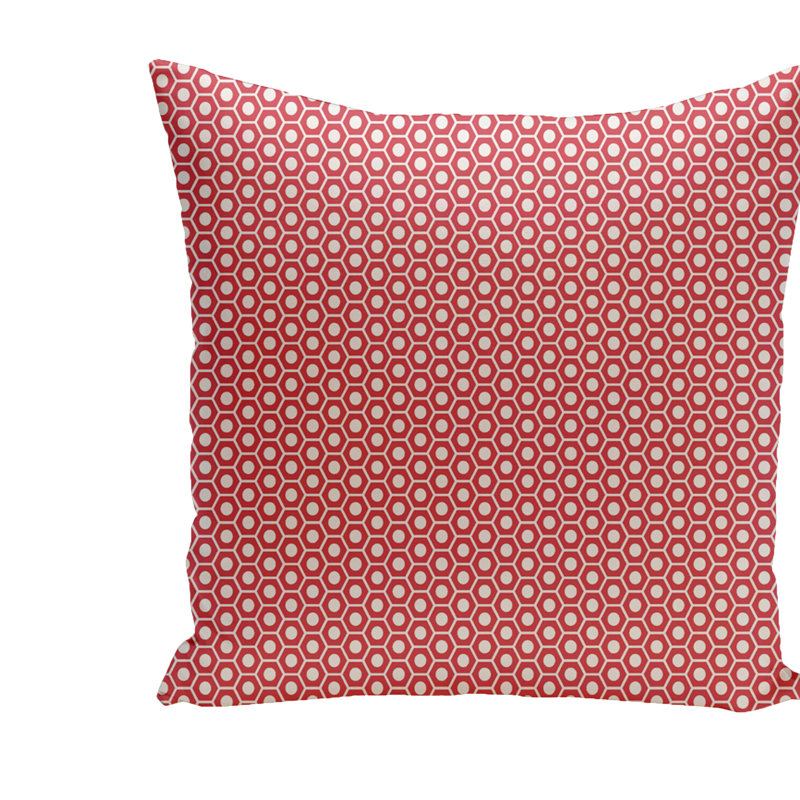 Housse et insert de coussin géométrique carré, H 20 po x l 20 po, Corail