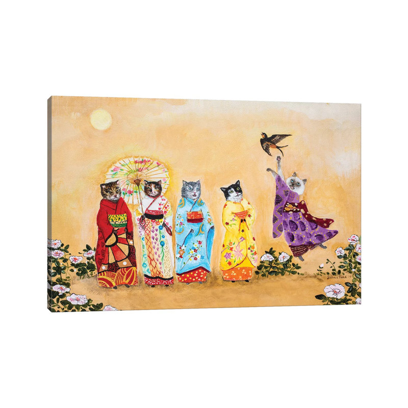 «Warui Kiti» par Jahna Vashti - peinture sur toile tendue, H 18 po x l 26 po x P 1,5 po