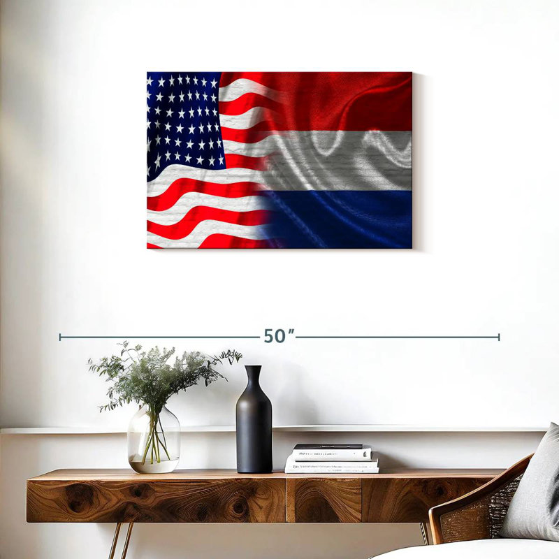 Borges, États-Unis et drapeaux néerlandais, H 20 po x l 30 po