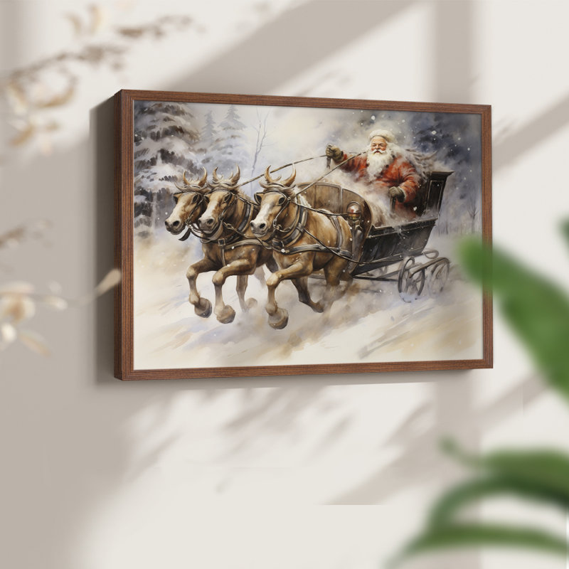 «Chirstmas Art» -CCCLLX-III - Reproduction encadrée - Restickable, H 11 po x l 14 po, Noyer