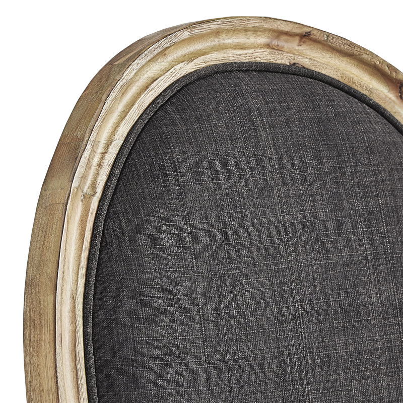 Hildemar 19'' H Linen Upholstered Side Chair, Dark Gray, Natural