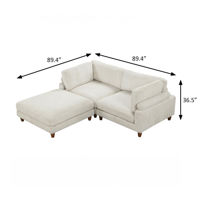 Canapé modulaire contemporain l 89,4 po, beige