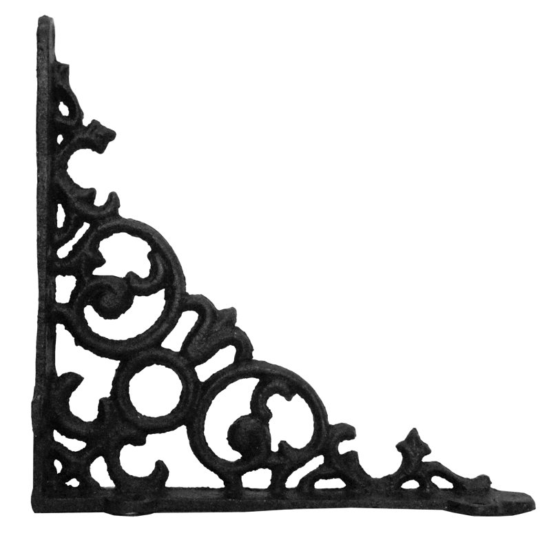 Scroll Shelf Bracket, Antique Brass