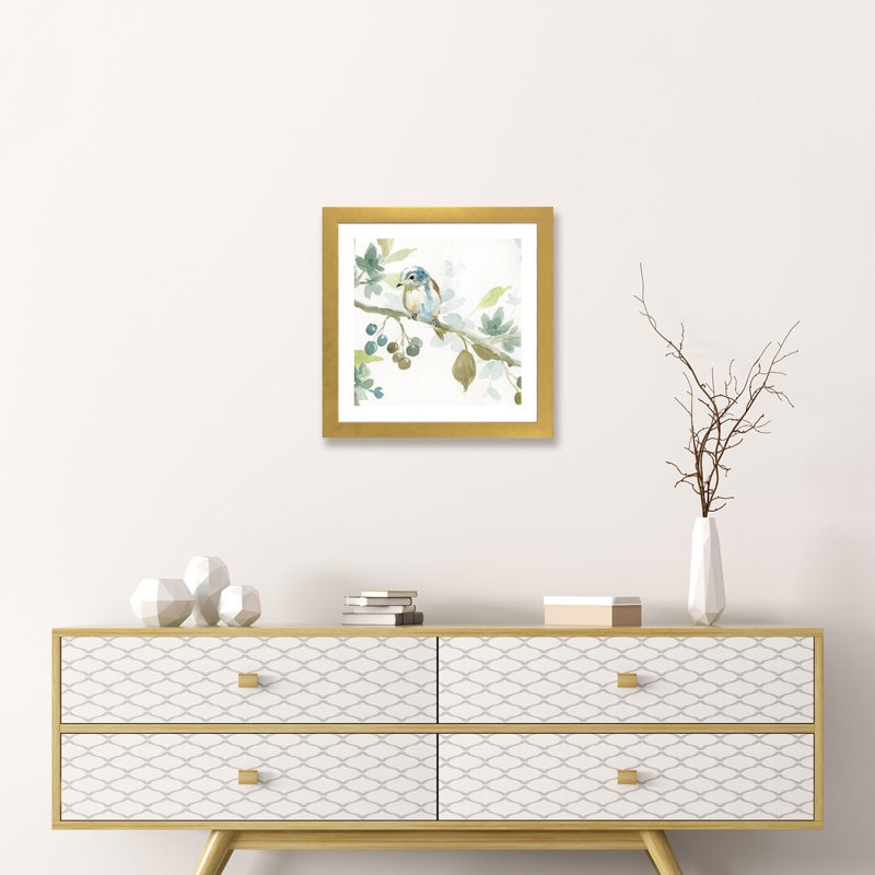 «Spring Melody II» par Carol Robinson, reproduction d'art, H 16 po x l 16 po x P 1 po, Papier encadré doré