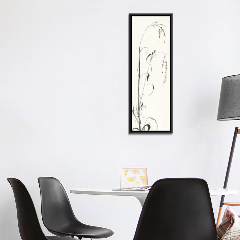 « gray herbes iii », reproduction d’art sur toile tendue, H 36 po x l 12 po x P 1,5 po, Toile encadrée noire