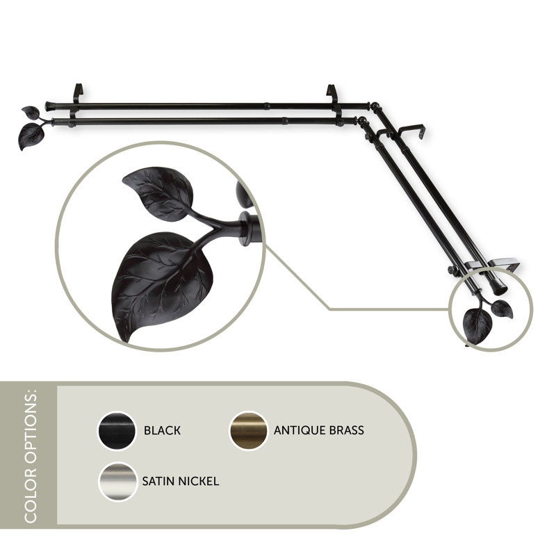 Tringle à rideaux double Sipp, L 120 po x l 70 po, Noir