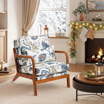 Chaise d'appoint rembourrée en bois massif avec coussin de soutien lombaire