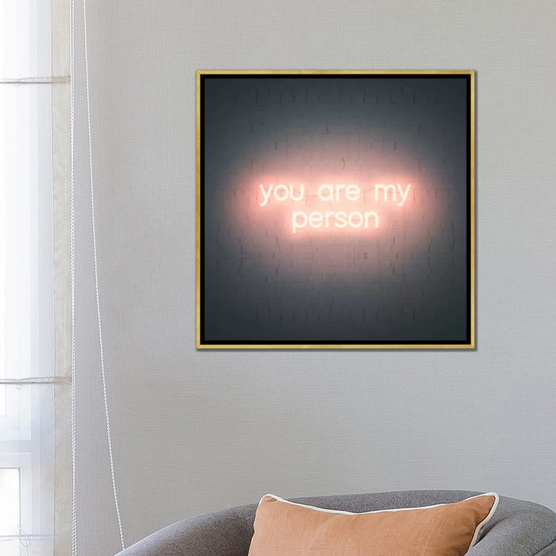 «Neon Love IV» par Grace Popp - impression d'art textuel, H 26 po x l 26 po x P 1,5 po, Toile encadrée d'or, Aucun mat