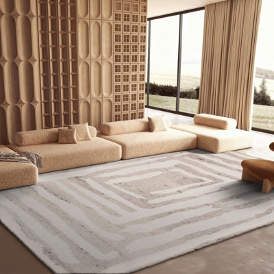 Tapis ivoire / beige en laine tissé à plat à la main Kass