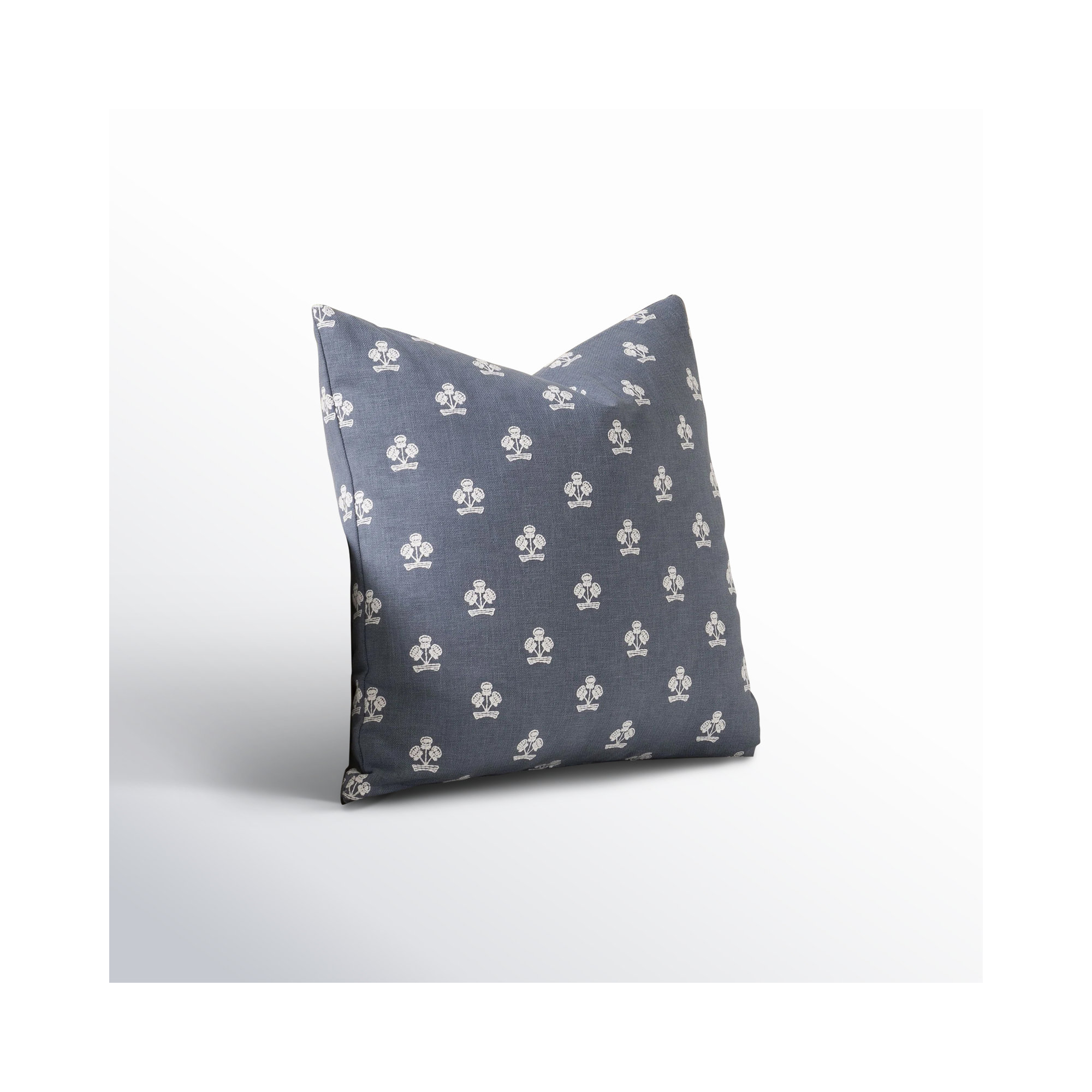 Hamachi Polyester Throw Square Pillow Cover & Insert, Polyester, Chambray Floral 1, Square 22"