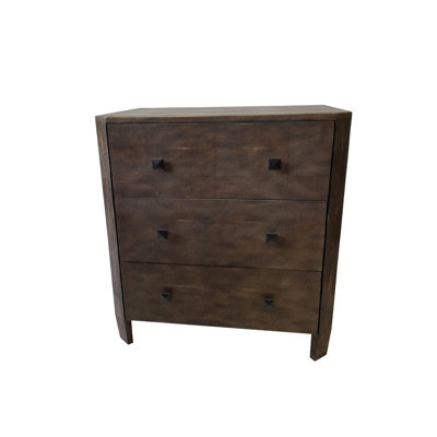 Transitional 3 Drawer Brown Shagreen Nightstand