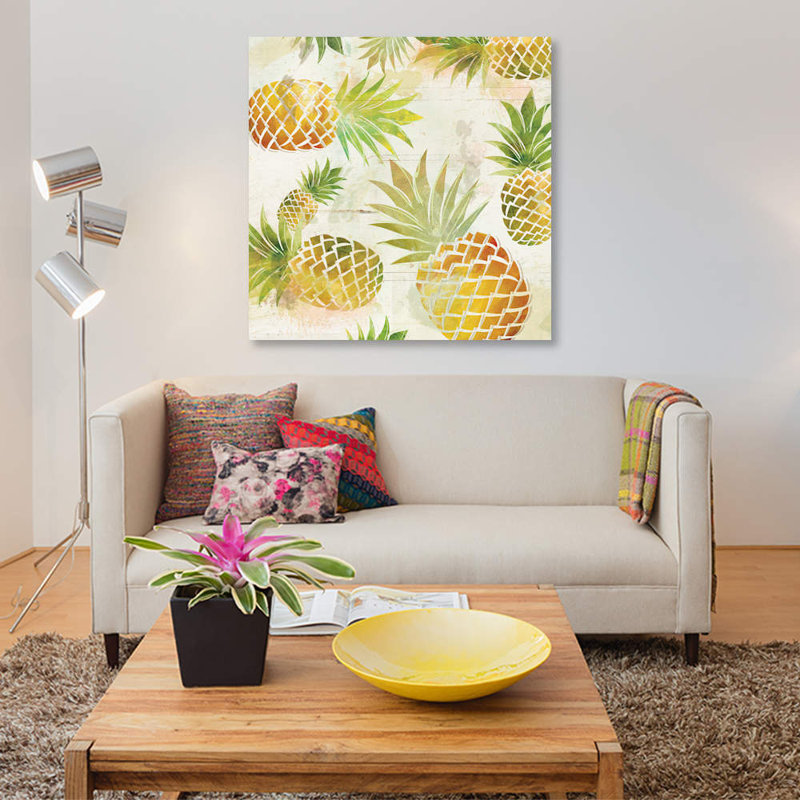 «Pineapple Dance II», impression sur toile, H 18 po x l 18 po x P 1,5 po, Pas de tapis, Toile tendue