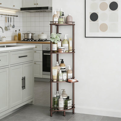 Freestanding Corner Shower Caddy, 4-Tier Rustproof Metal Bathroom Organizer With Adjustable Feet, Soap Holder And Hooks For Shower Storage